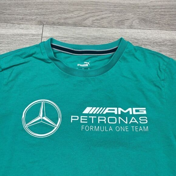 Mercedes Benz Shirt Mens Small Green AMG Formula One Team Puma Racing Cars - Picture 2 of 13